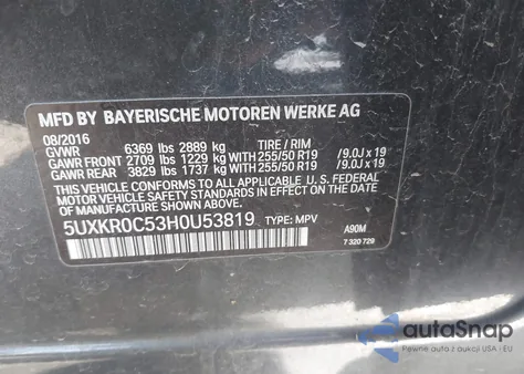 2017 BMW X5 xDrive35I из США, поврежденный, VIN 5UXKR0C53H0U53819